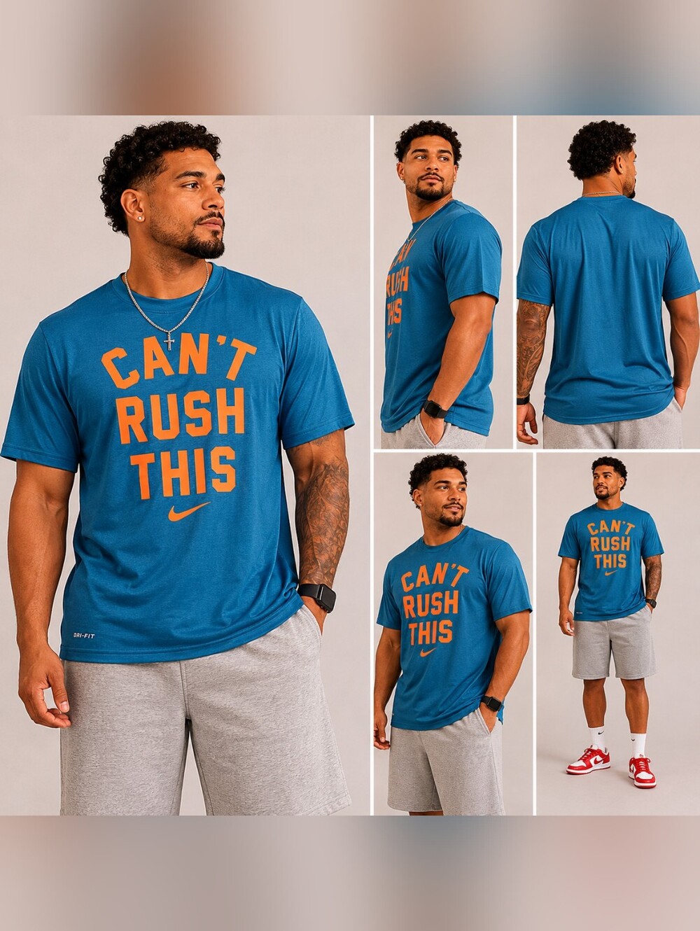 🌽 Nike Men’s Blue Graphic Tee – “Can’t Rush This” XL